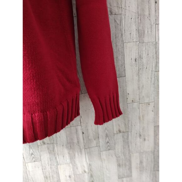 Women's NO TAGS Red Knit very well made Sweater Full Zipper long sleeves Heavy - Picture 5 of 7